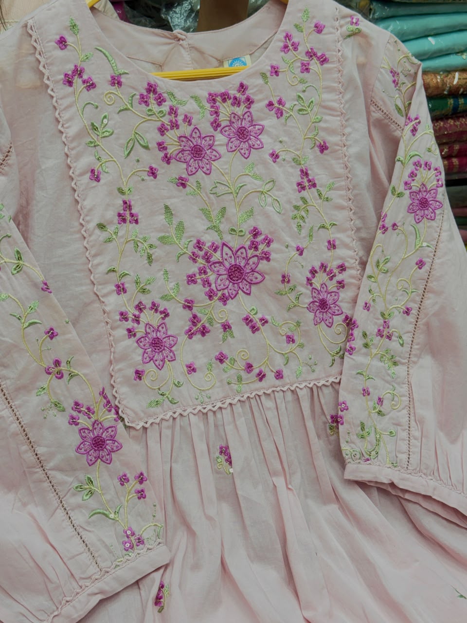 Cotton Anarkali 3 Piece Suit Set with Heavy Thread Work & Booti Embroidery – RR1555