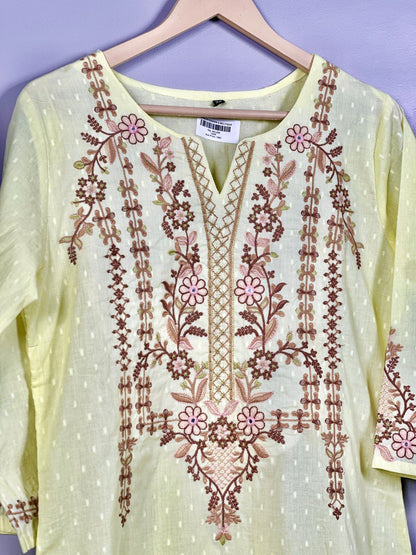 Pastel Green Pure Cotton Summerish Suit with Sleek Embroidery Work on neck RR1298-Pastel Green