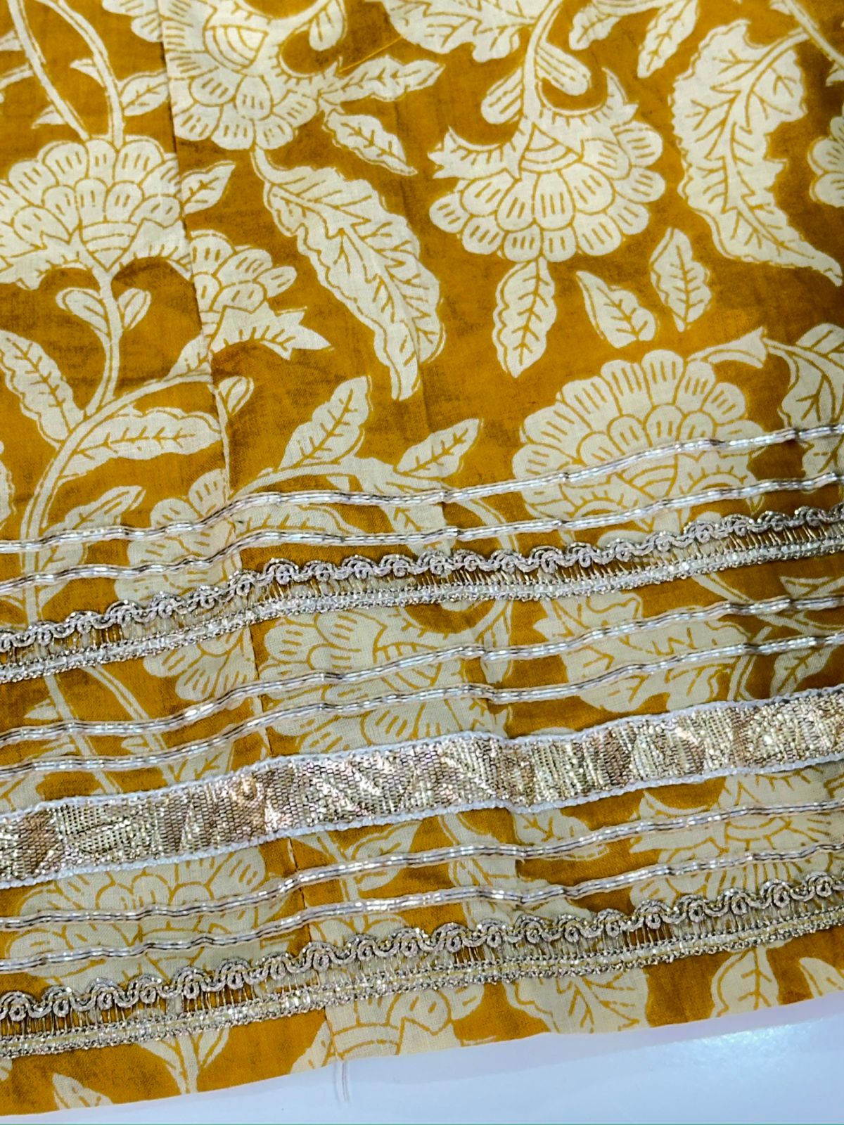 Floral Rust, Mustard Yellow Angrakha Semi Formal Embroidered Pure Cotton Full Flair Anarkali Gown With Beautiful Duppata And Bottom (RR1314-rust-mustard-yellow )