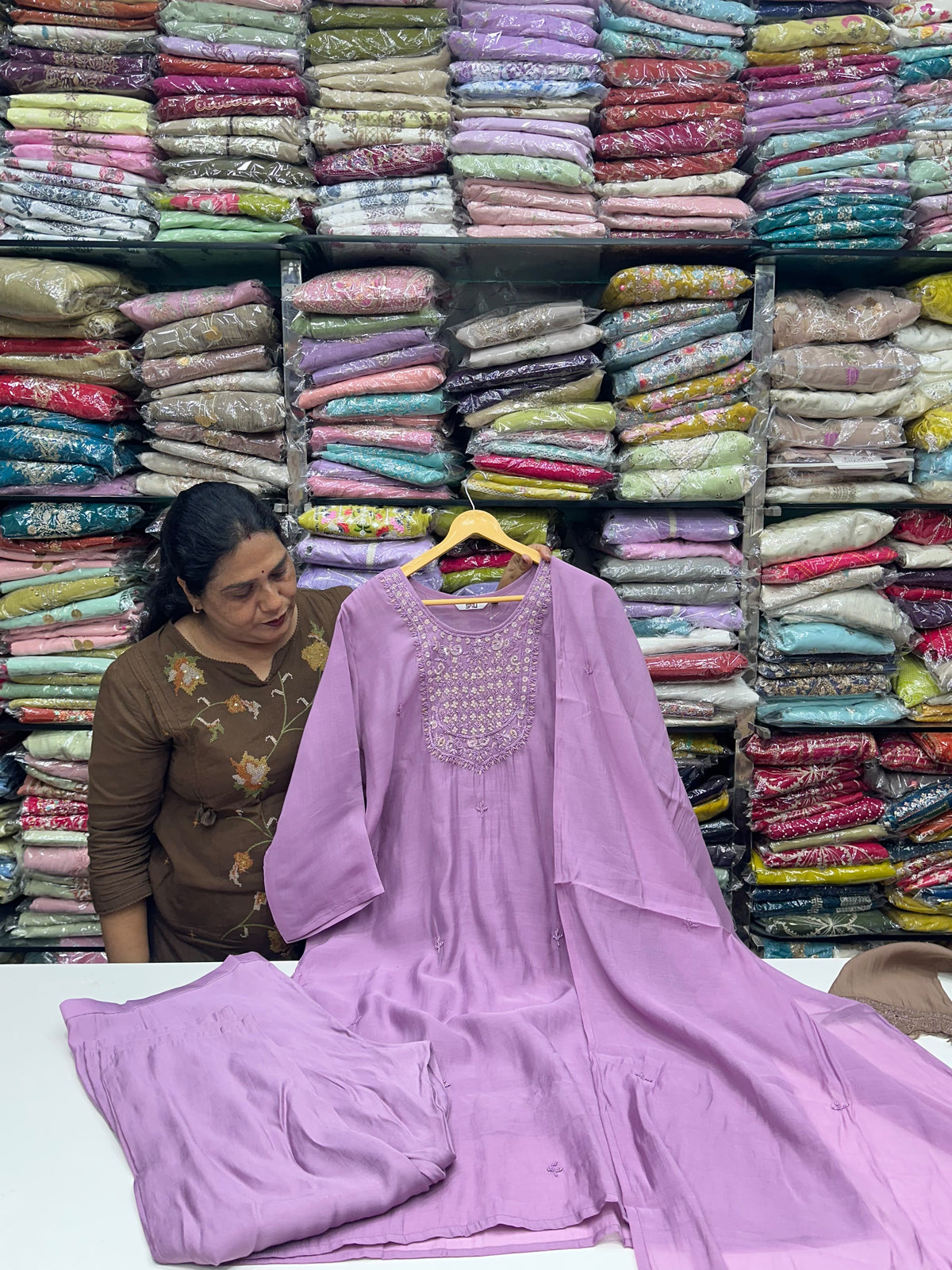 Designer Pure Muslin Kurta with Pants and Dupatta – Premium Handwork Ethnic Suit