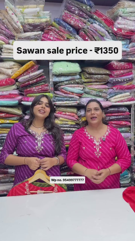 Handcrafted Gota Patti Leheriya 3-Piece Suit Set in 4 Colors.( RED, RANI, PURPLE, GREEN ) RR1540