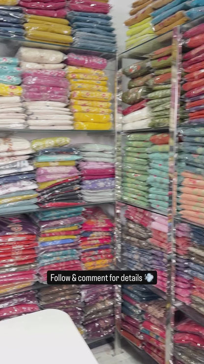 Floral Rust, Mustard Yellow Angrakha Semi Formal Embroidered Pure Cotton Full Flair Anarkali Gown With Beautiful Duppata And Bottom (RR1314-rust-mustard-yellow )